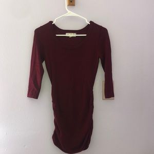 Pink Republic maroon tunic top with side ruching XS